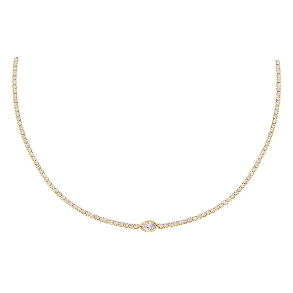 Marquise Shape Bezel Thin Tennis Choker
