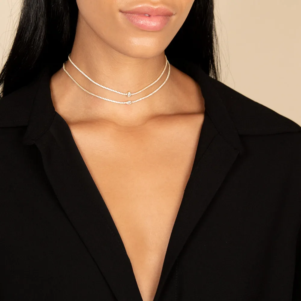 Marquise Shape Bezel Thin Tennis Choker