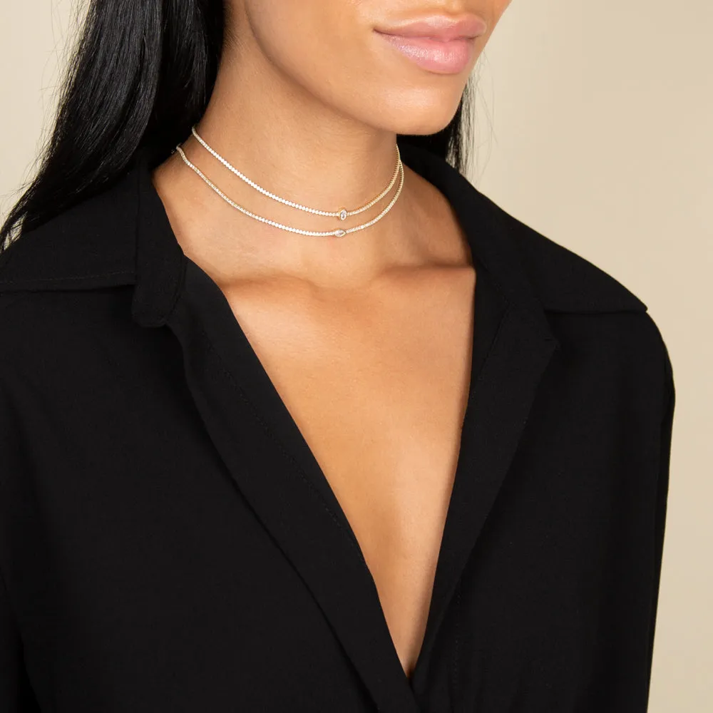Marquise Shape Bezel Thin Tennis Choker