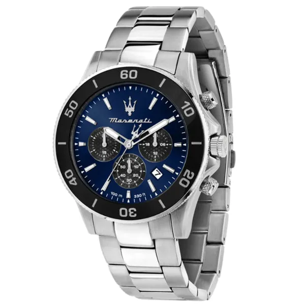 Maserati Competizione Silver Stainless Steel Blue Dial Quartz Watch for Gents - R8873600009