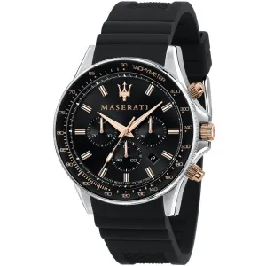 Maserati Sfida Black Silicone Strap Black Dial Quartz Watch for Gents - R8871640002