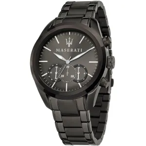 Maserati Traguardo Black Stainless Steel Grey Dial Quartz Watch for Gents - R8873612002