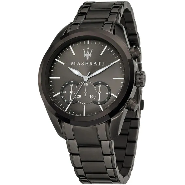 Maserati Traguardo Black Stainless Steel Grey Dial Quartz Watch for Gents - R8873612002