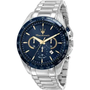 Maserati Traguardo Silver Stainless Steel Blue Dial Quartz Watch for Gents - R8873612052