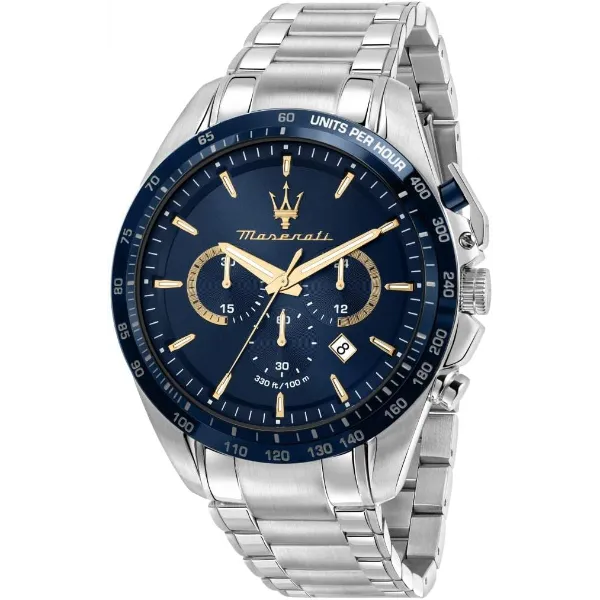 Maserati Traguardo Silver Stainless Steel Blue Dial Quartz Watch for Gents - R8873612052