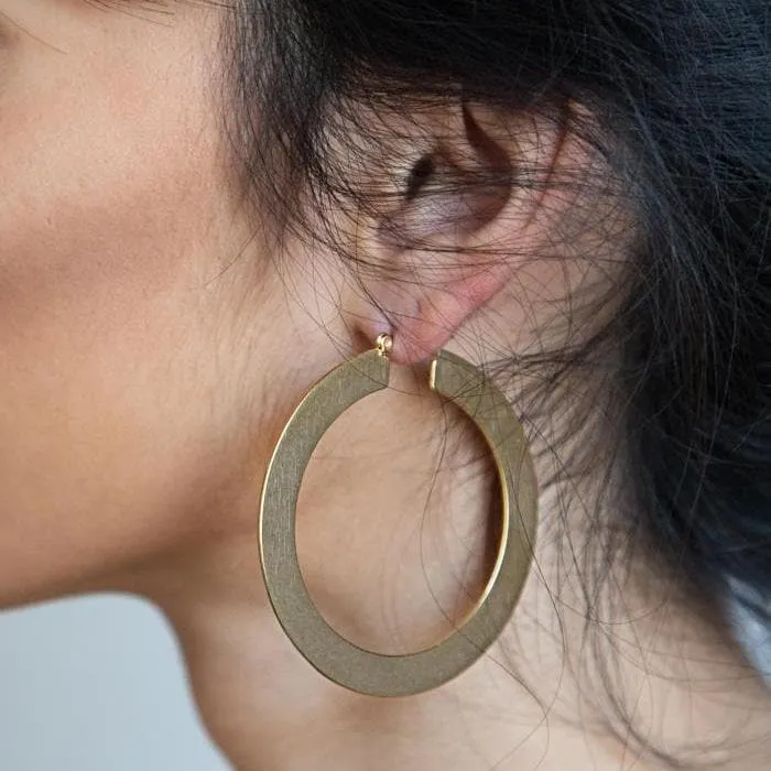 Matte Large Gold Hoop Earrings
