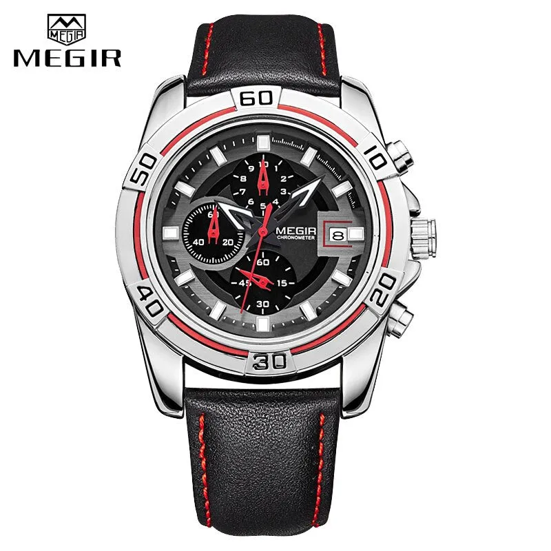 MEGIR Brand Watches Men Genuine Leather Watches Man Clock  Waterproof Business Watch Relogio Masculino Quartz Wristwatches 2023