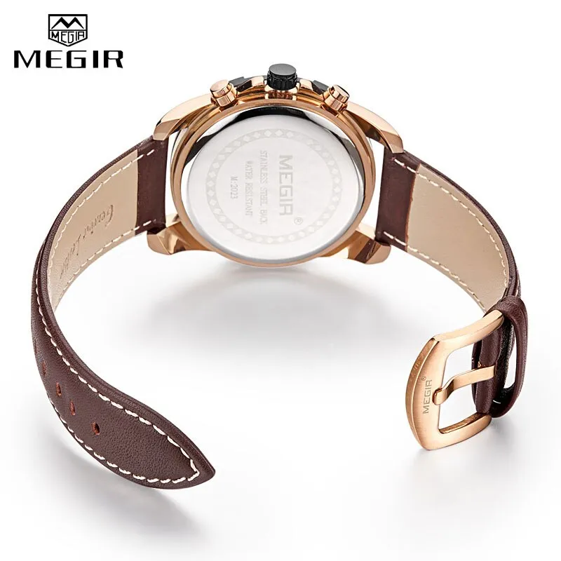 MEGIR Brand Watches Men Genuine Leather Watches Man Clock  Waterproof Business Watch Relogio Masculino Quartz Wristwatches 2023