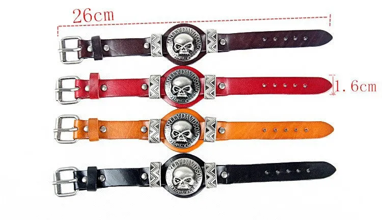 Men Bracelet Jewelry Cool Skull Wristband Bracelet for Women Punk Rock Genuine Leather Bracelets