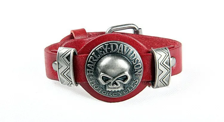 Men Bracelet Jewelry Cool Skull Wristband Bracelet for Women Punk Rock Genuine Leather Bracelets