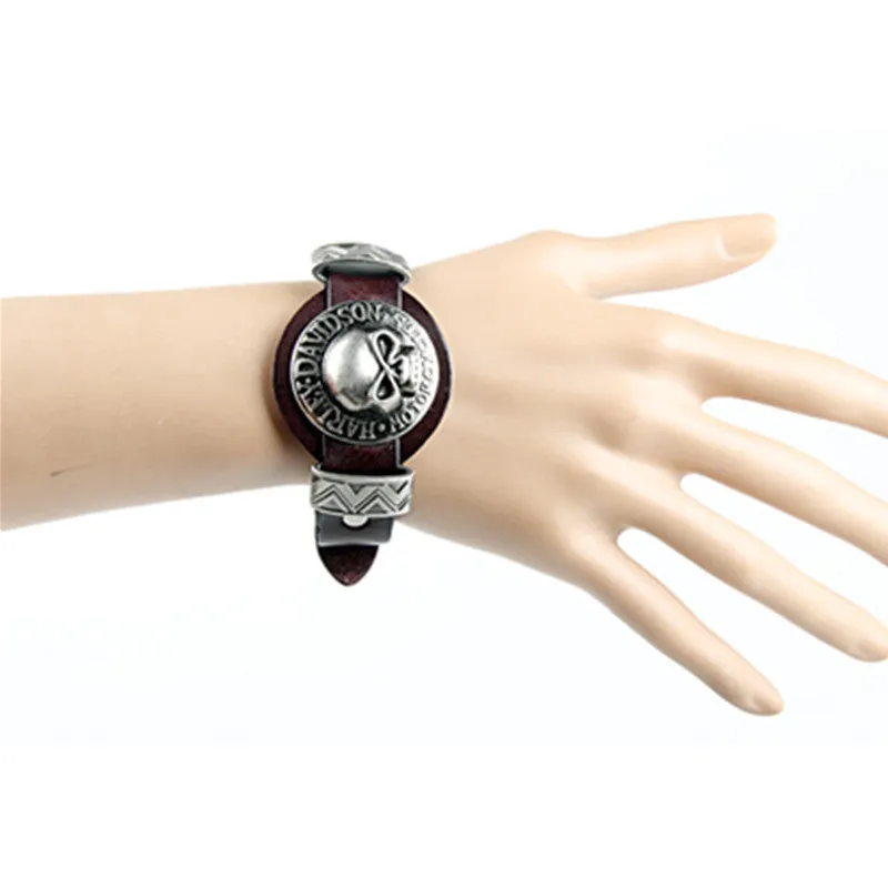 Men Bracelet Jewelry Cool Skull Wristband Bracelet for Women Punk Rock Genuine Leather Bracelets