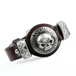 Men Bracelet Jewelry Cool Skull Wristband Bracelet for Women Punk Rock Genuine Leather Bracelets