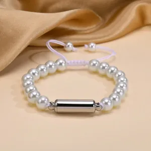 Men's Cremation Urn Bracelets, 8MM Simulated Pearl Tiger Eye Beads Chain Wristband