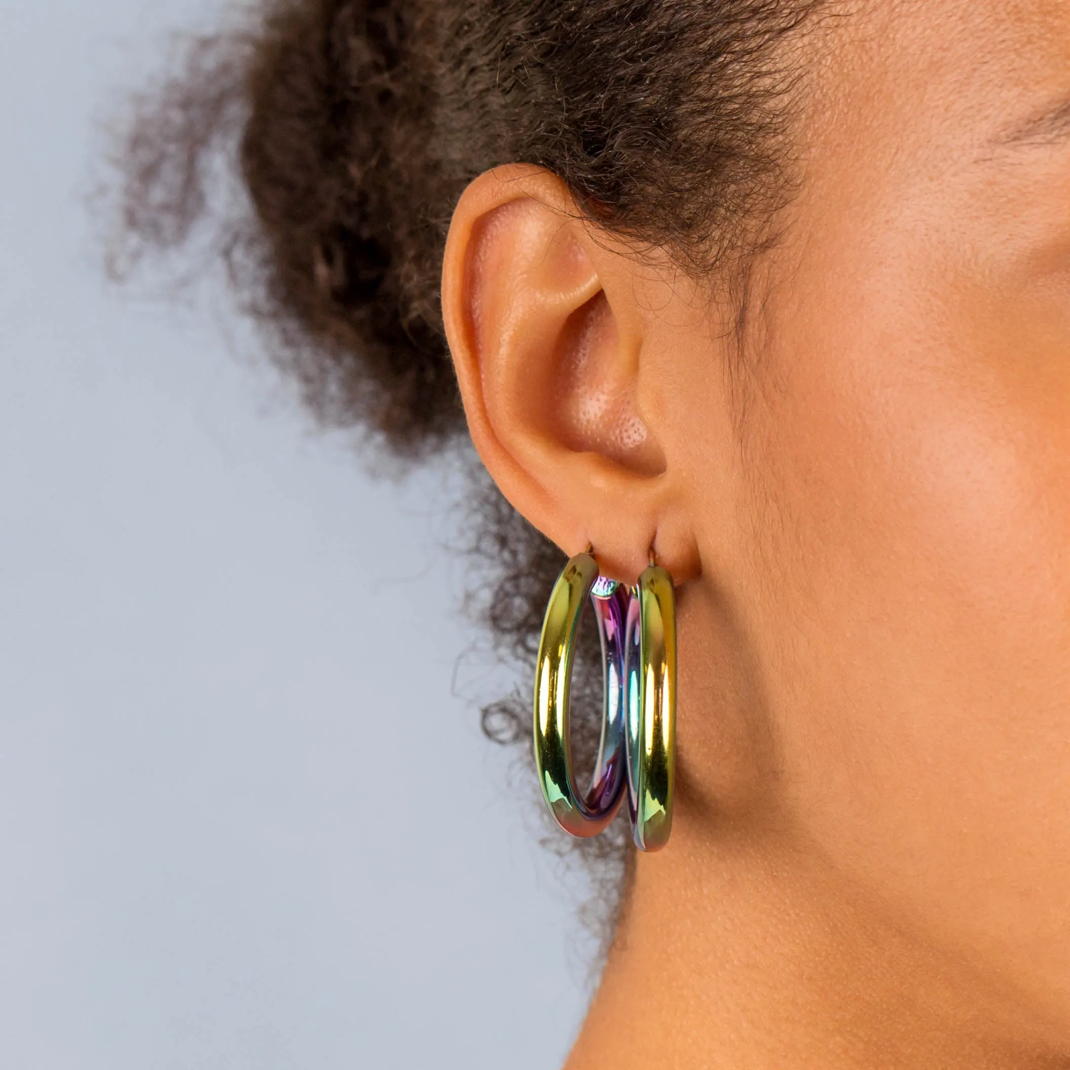 Metallic Rainbow Hoop Earring