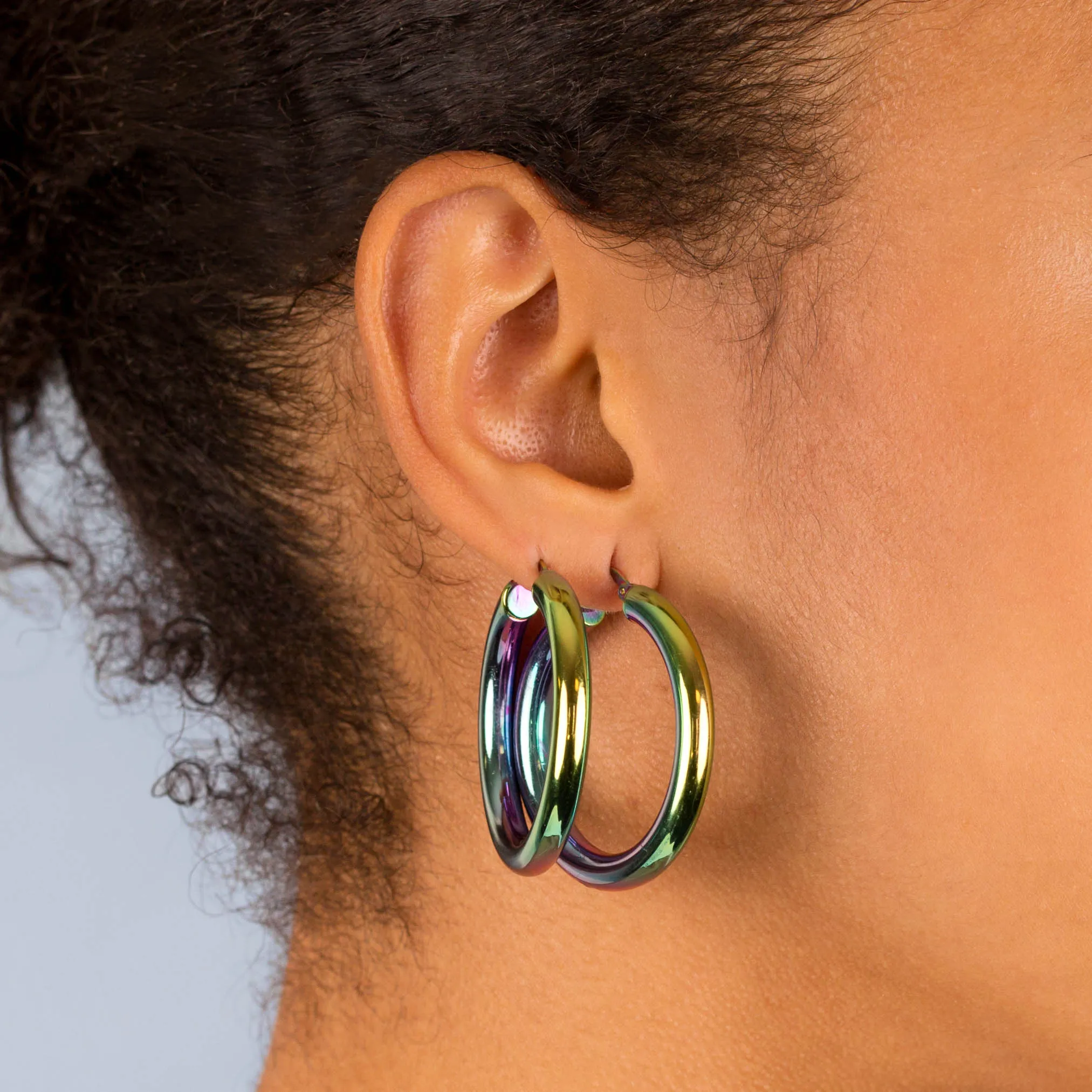 Metallic Rainbow Hoop Earring