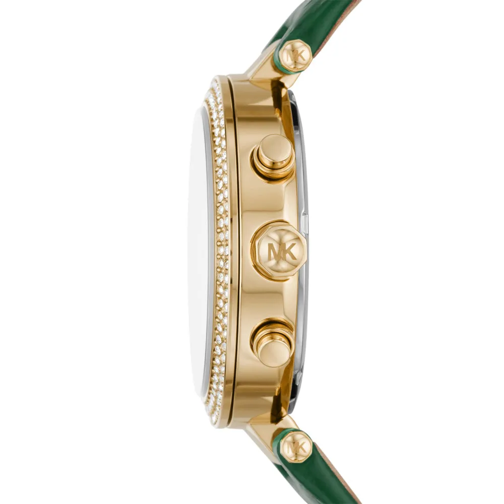 Michael Kors Parker Chronograph Green Leather Women's Watch