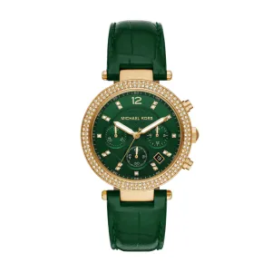 Michael Kors Parker Chronograph Green Leather Women's Watch