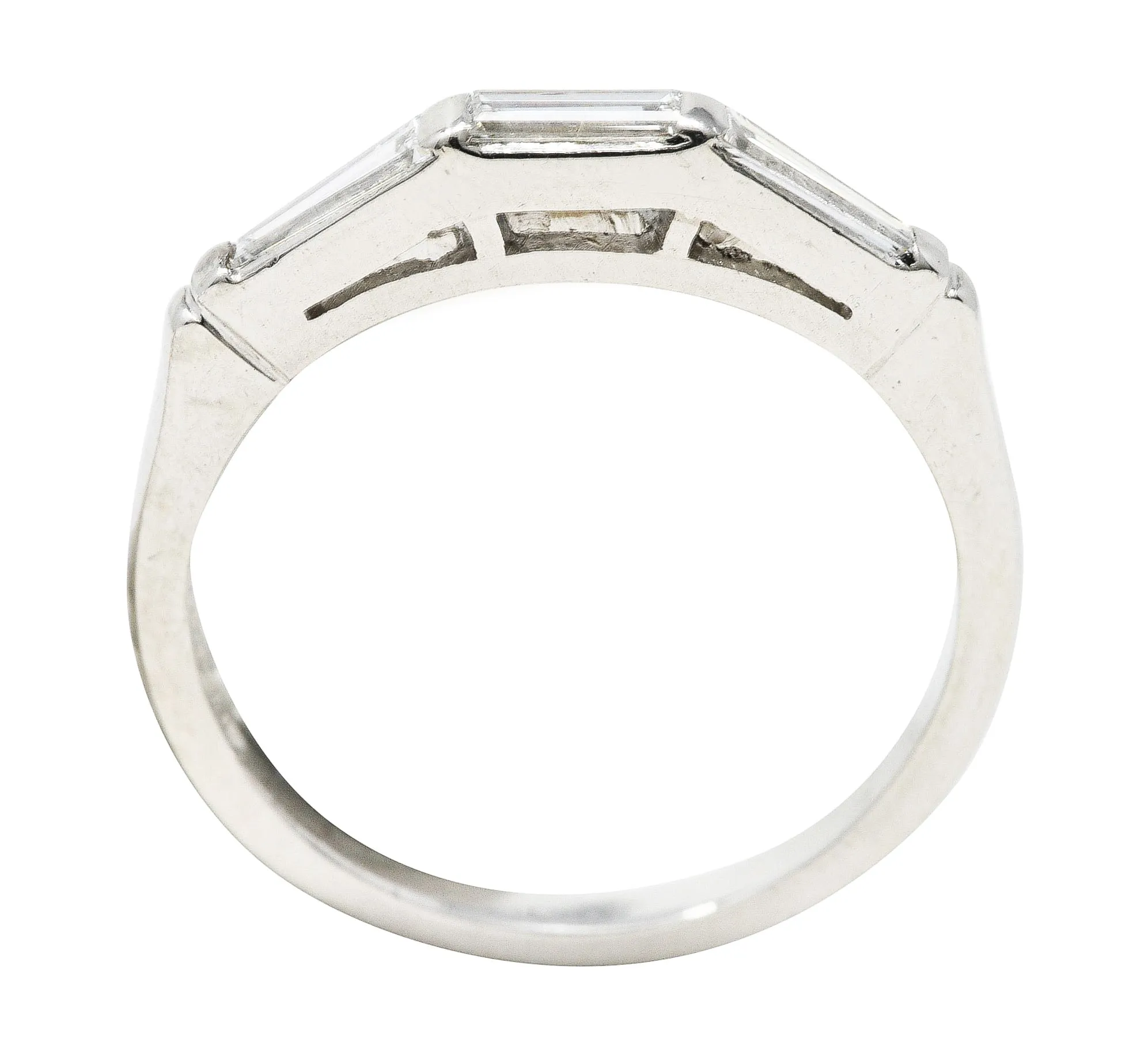Mid-Century 0.32 CTW Diamond Platinum Three Stone Wedding Band Ring
