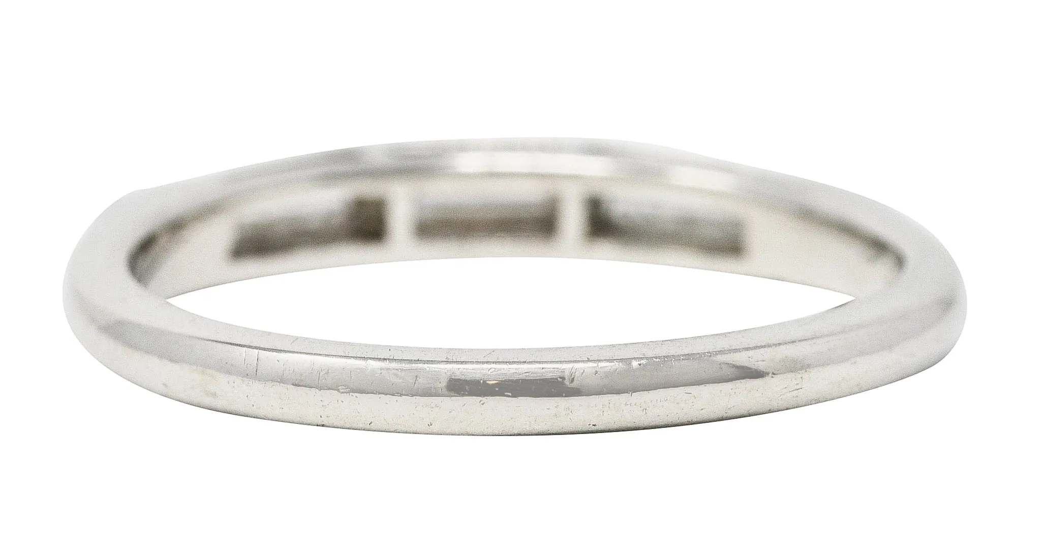 Mid-Century 0.32 CTW Diamond Platinum Three Stone Wedding Band Ring