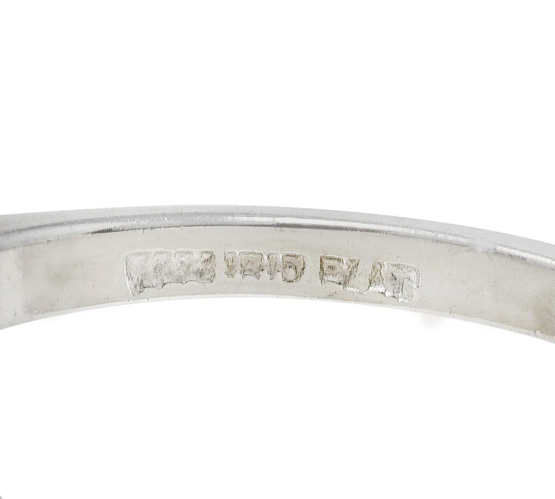 Mid-Century 0.32 CTW Diamond Platinum Three Stone Wedding Band Ring