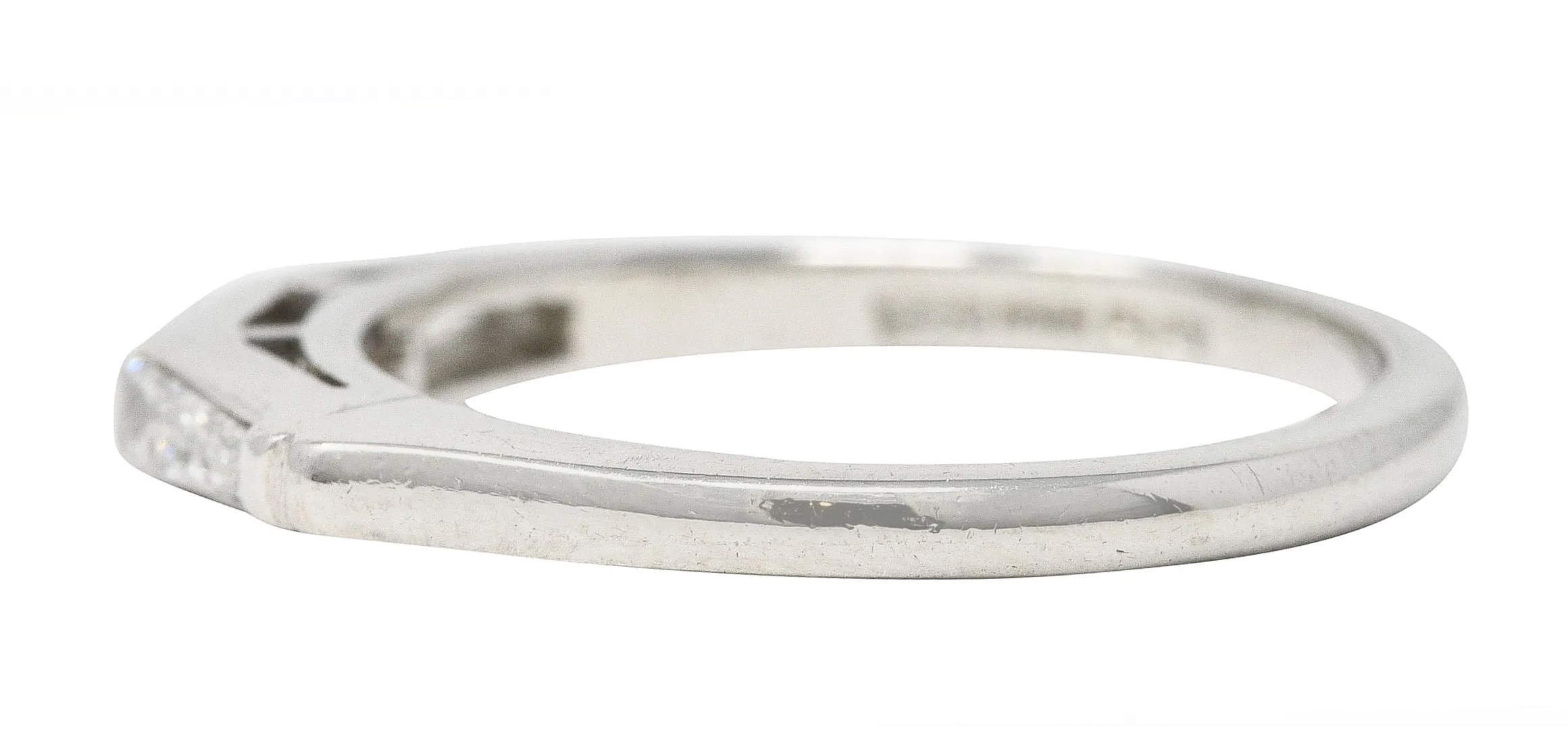 Mid-Century 0.32 CTW Diamond Platinum Three Stone Wedding Band Ring