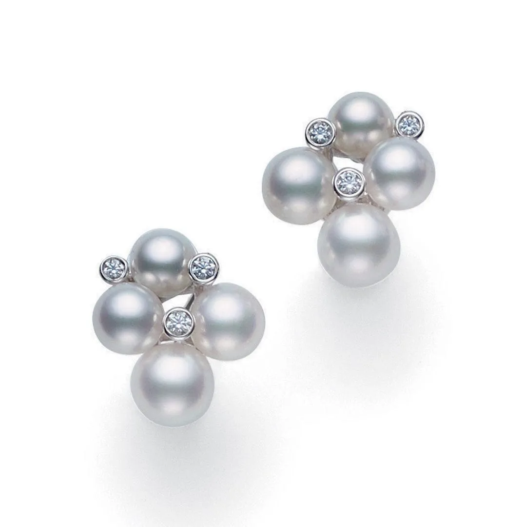 Mikimoto Diamond and Akoya Pearl Earrings
