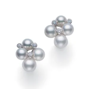 Mikimoto Diamond and Akoya Pearl Earrings