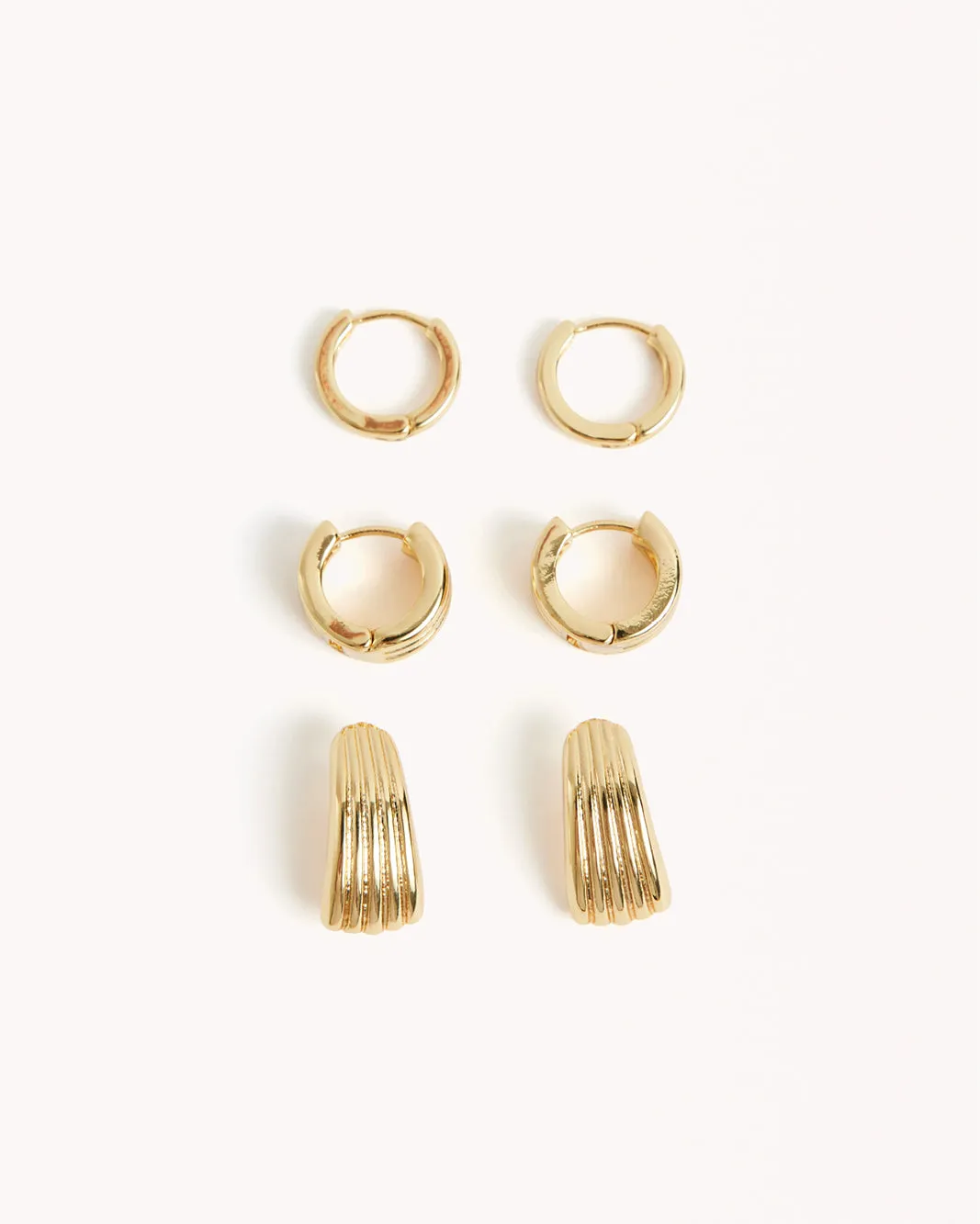 MILEY 3 PACK EARRINGS - GOLD PLATED 18K