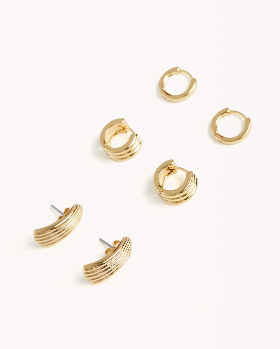 MILEY 3 PACK EARRINGS - GOLD PLATED 18K