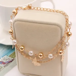 MINHIN Sweety Butterfly Decoration Charming Bracelet For Girl New Design Multi Layers Chain Bracelet Perfect Banquet Accessory