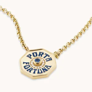Mini Blue Sapphire Porta Fortuna Necklace