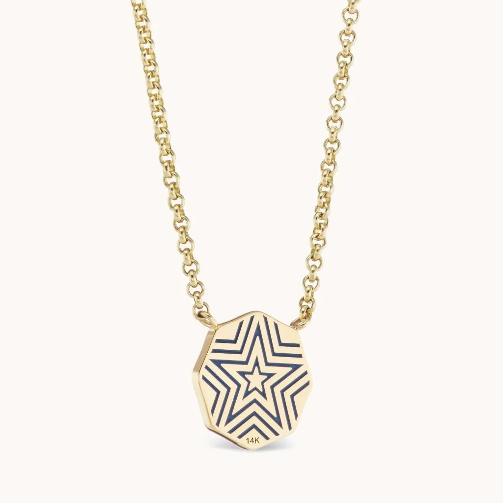 Mini Blue Sapphire Porta Fortuna Necklace
