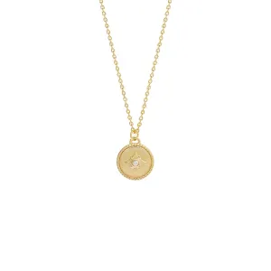 Mini Diamond Starburst Coin Necklace 14K