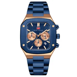 Mini Focus Blue Stainless Steel Blue Dial Chronograph Quartz Watch for Gents - MF0414G-03