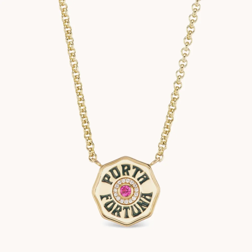Mini Porta Fortuna Necklace Pink Tourmaline