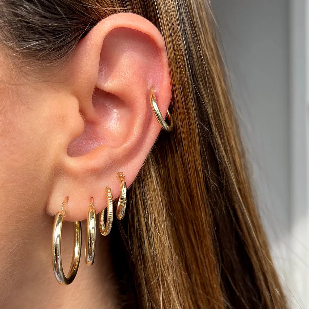 Mini Spiral Hoop Earring 14K