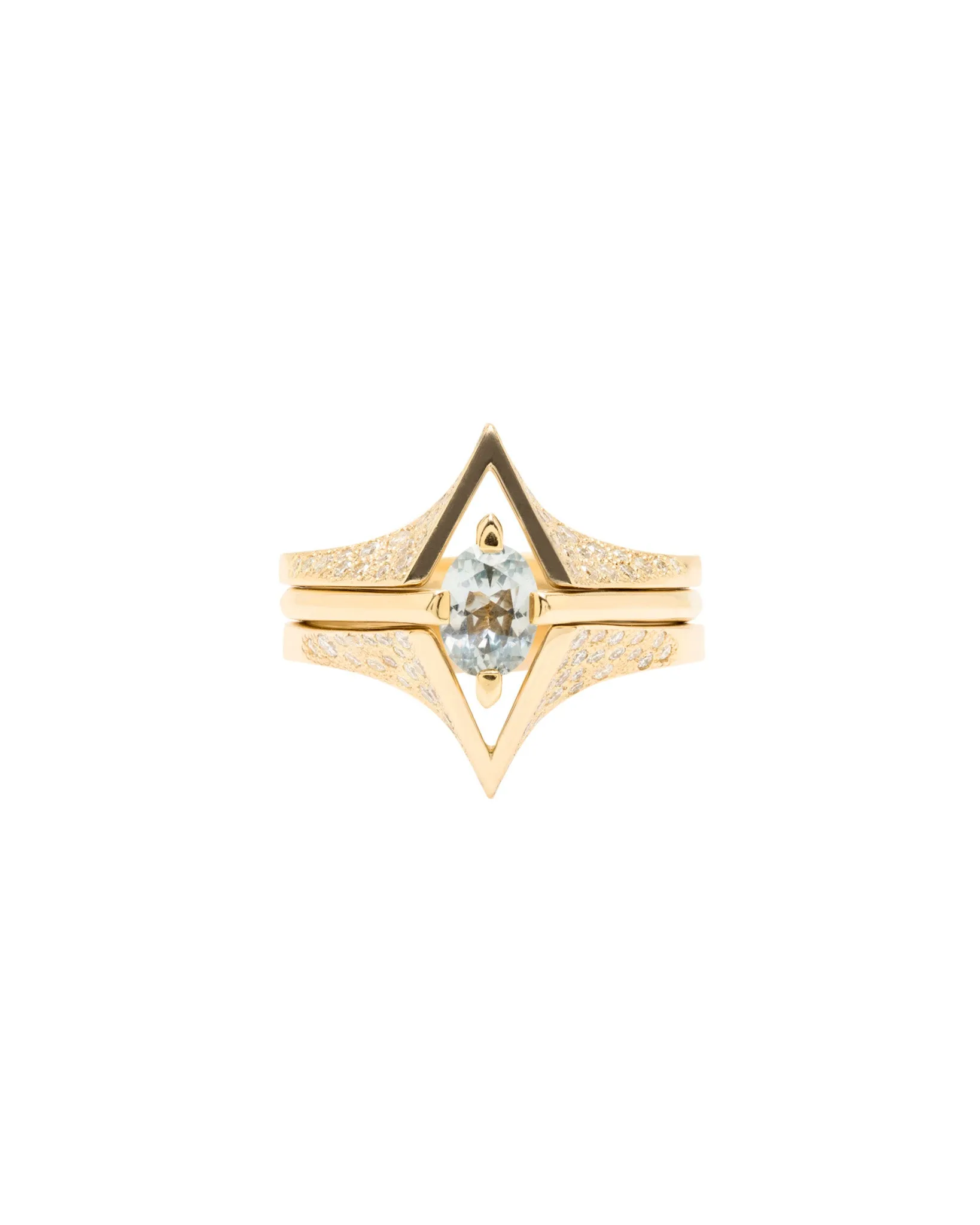 Minimalist Arc   Spire Pavé Stacked Ring Set