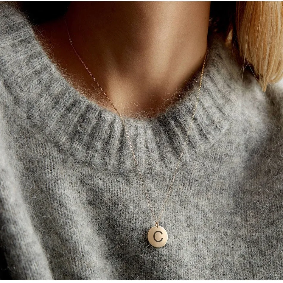 MINIMALIST INITIAL COIN NECKLACE