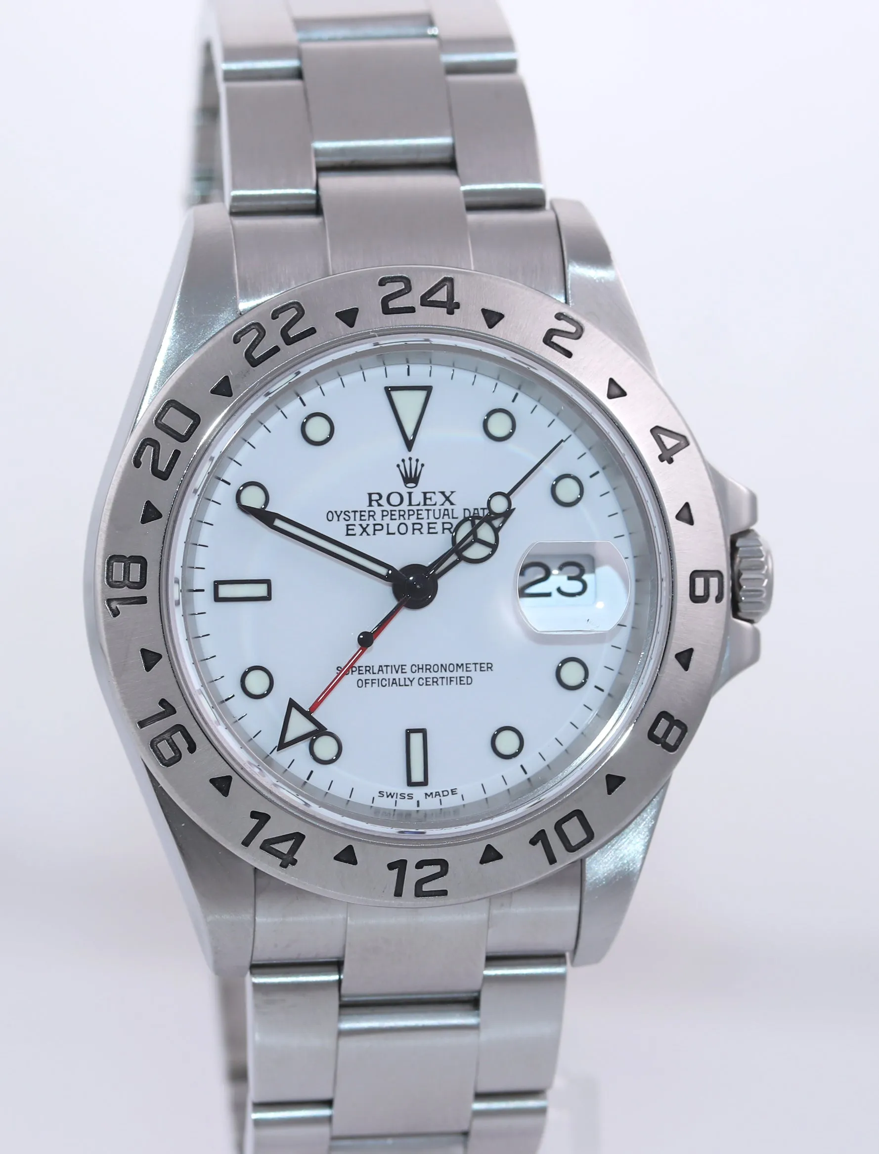 MINT 2005 Rolex Explorer 16570 Steel White Polar GMT 40mm No Holes Watch Box