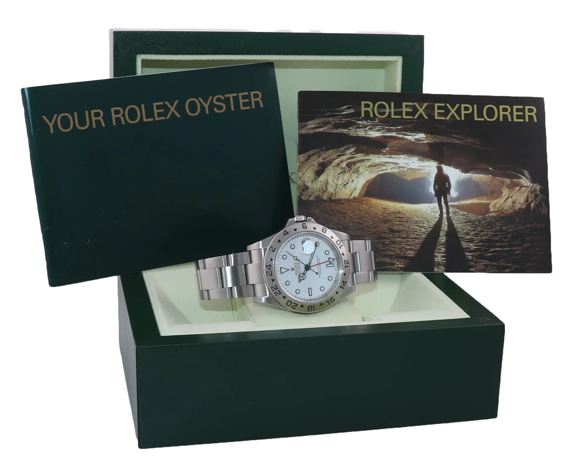 MINT 2005 Rolex Explorer 16570 Steel White Polar GMT 40mm No Holes Watch Box