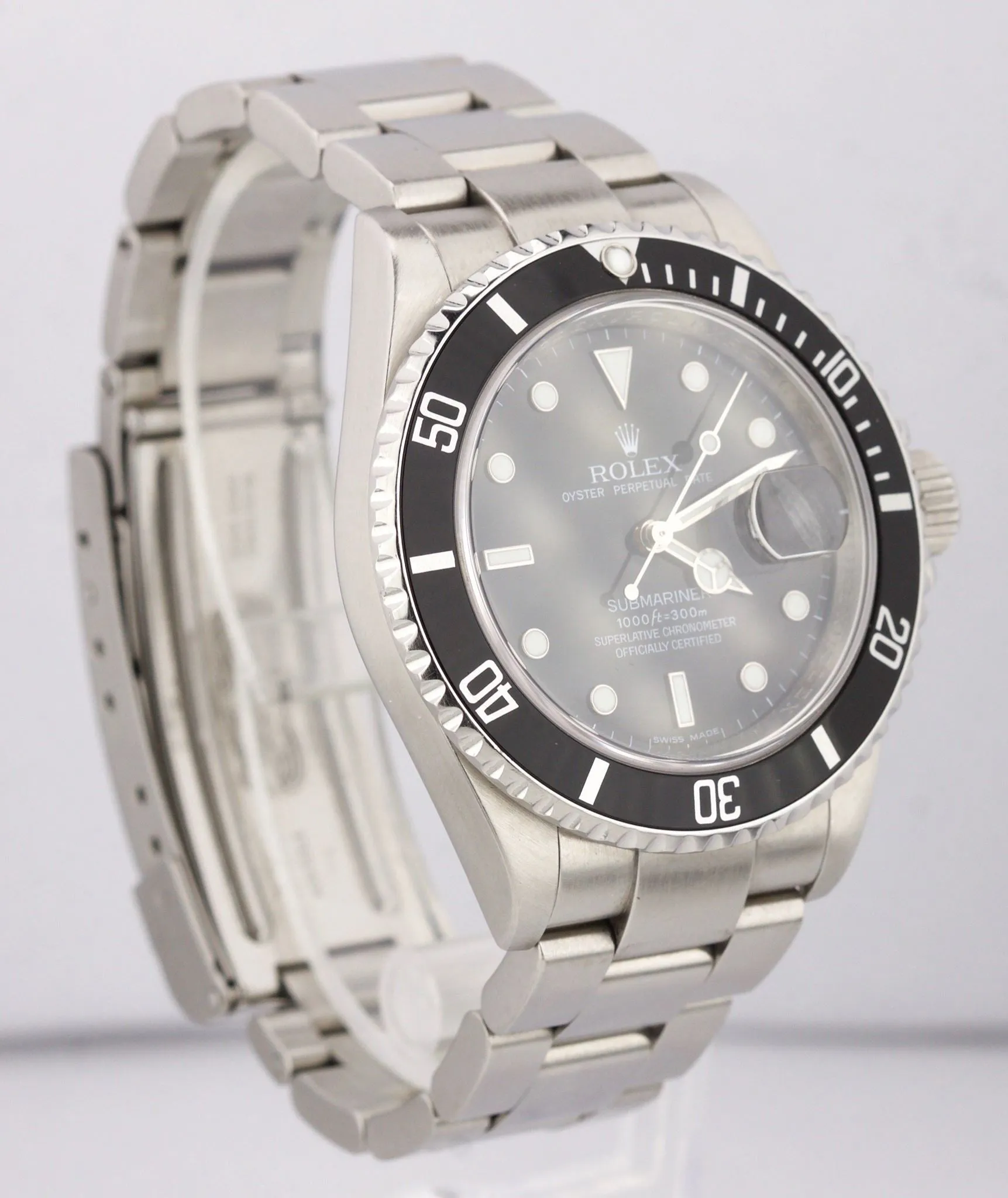 MINT 2010 ENGRAVED Rolex Submariner Date 16610 T V Stainless Black 40mm Dive