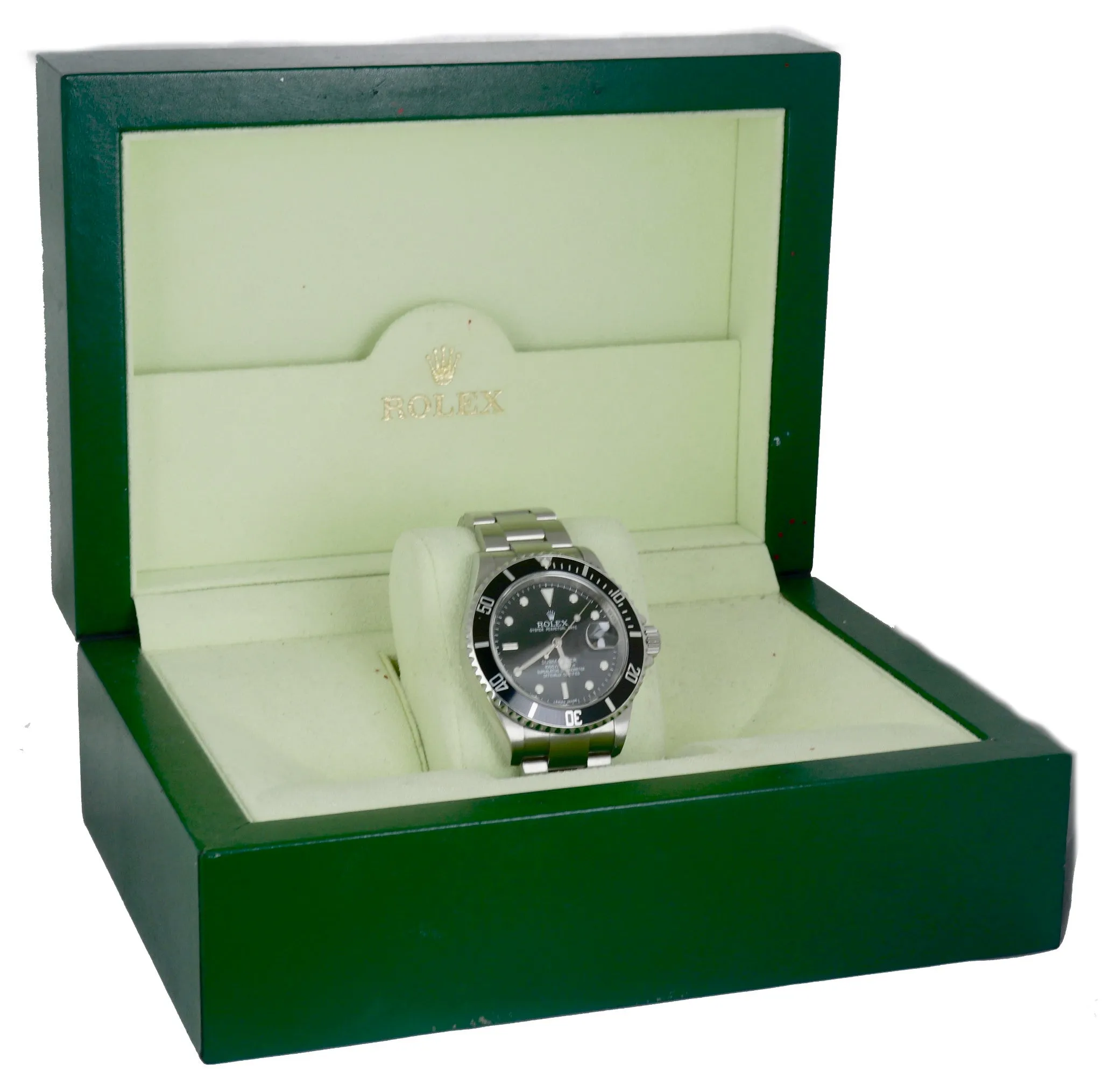 MINT 2010 ENGRAVED Rolex Submariner Date 16610 T V Stainless Black 40mm Dive
