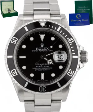 MINT 2010 ENGRAVED Rolex Submariner Date 16610 T V Stainless Black 40mm Dive
