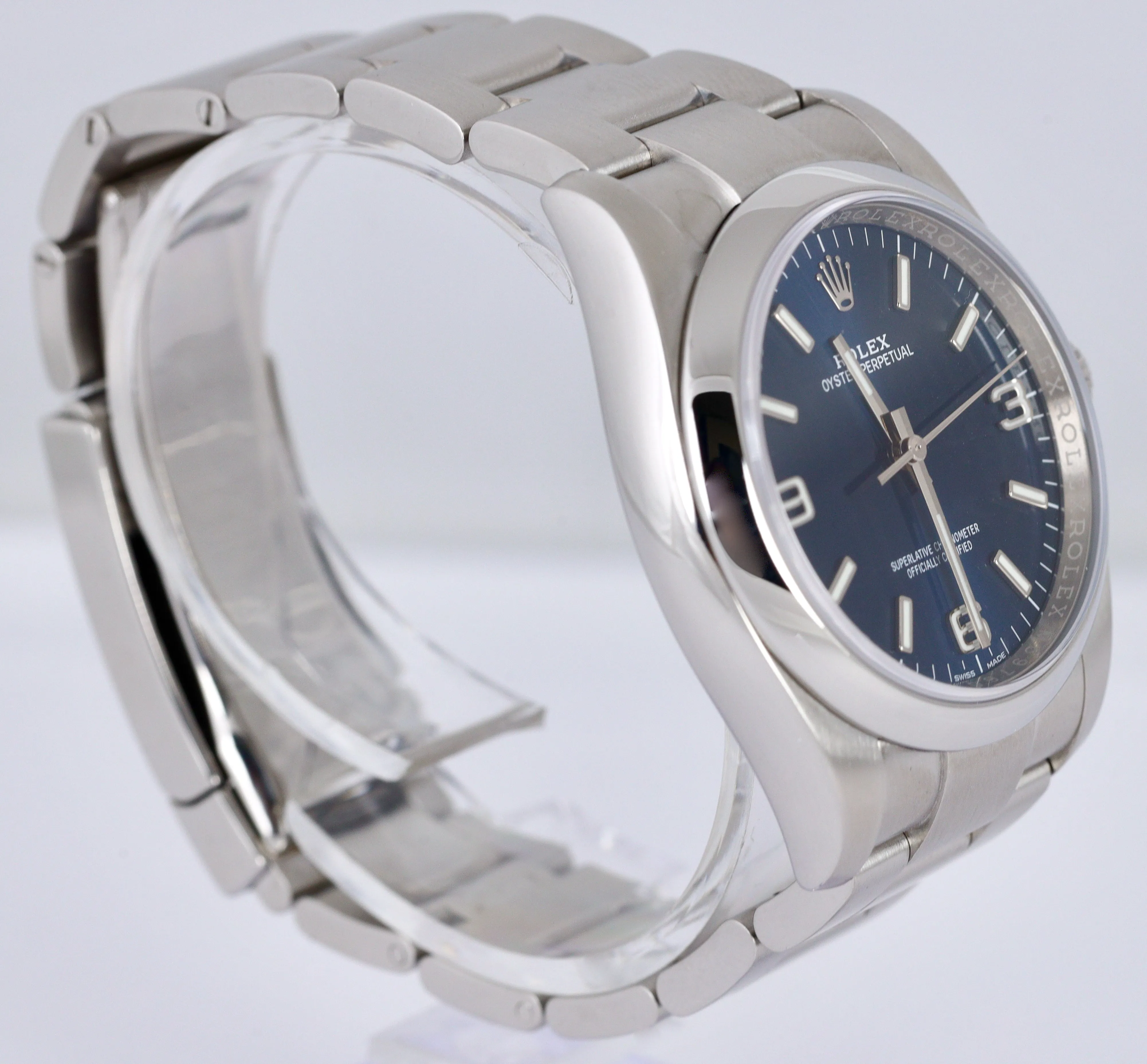 MINT 2015 Rolex Oyster Perpetual OP 36 Blue 116000 Stainless Steel 36MM Watch