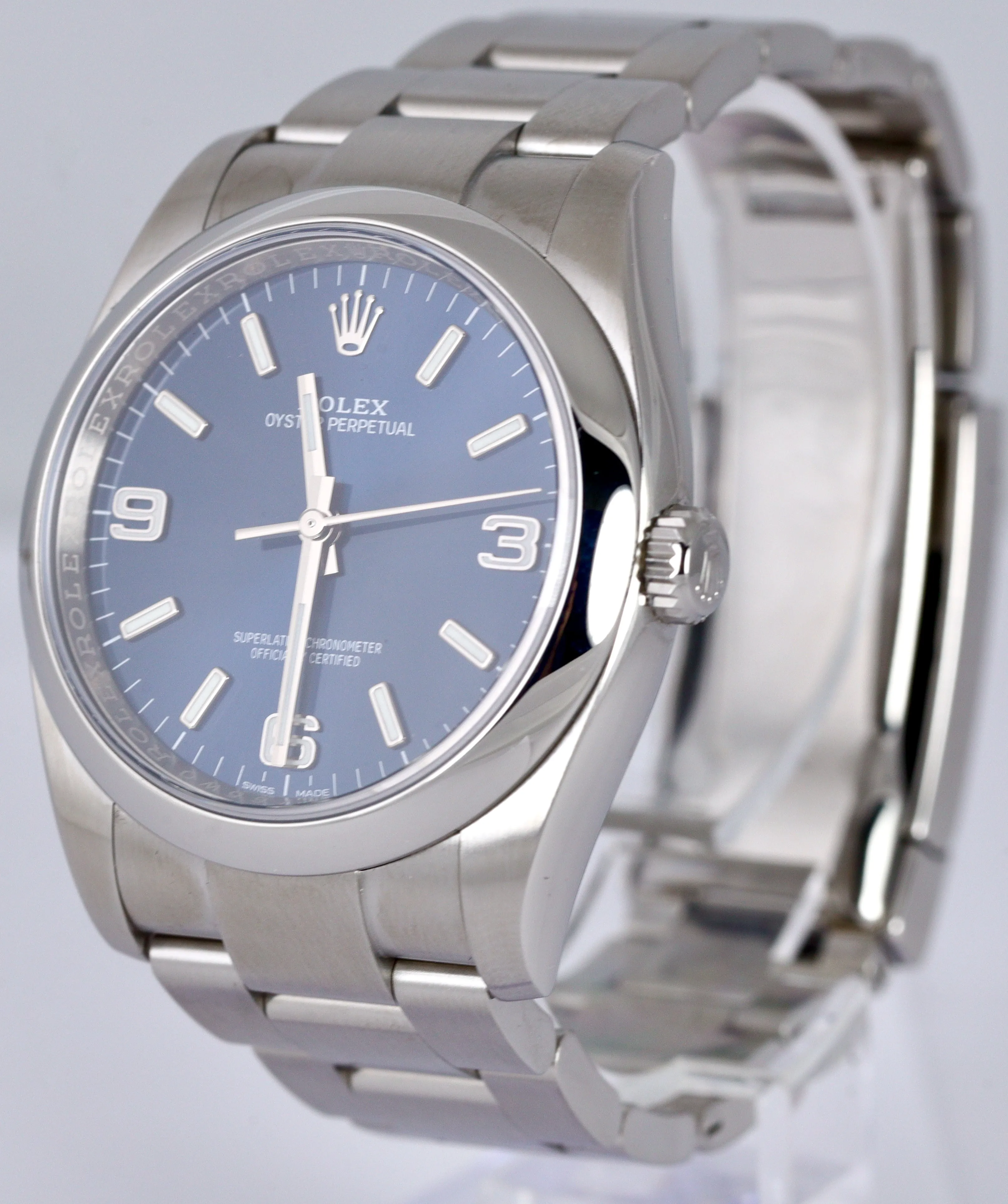 MINT 2015 Rolex Oyster Perpetual OP 36 Blue 116000 Stainless Steel 36MM Watch