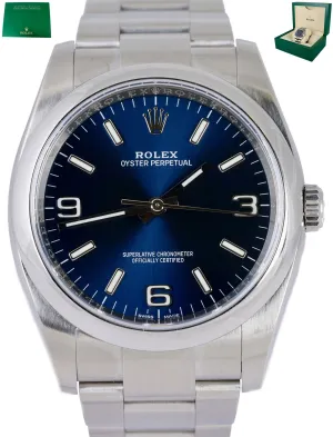 MINT 2015 Rolex Oyster Perpetual OP 36 Blue 116000 Stainless Steel 36MM Watch