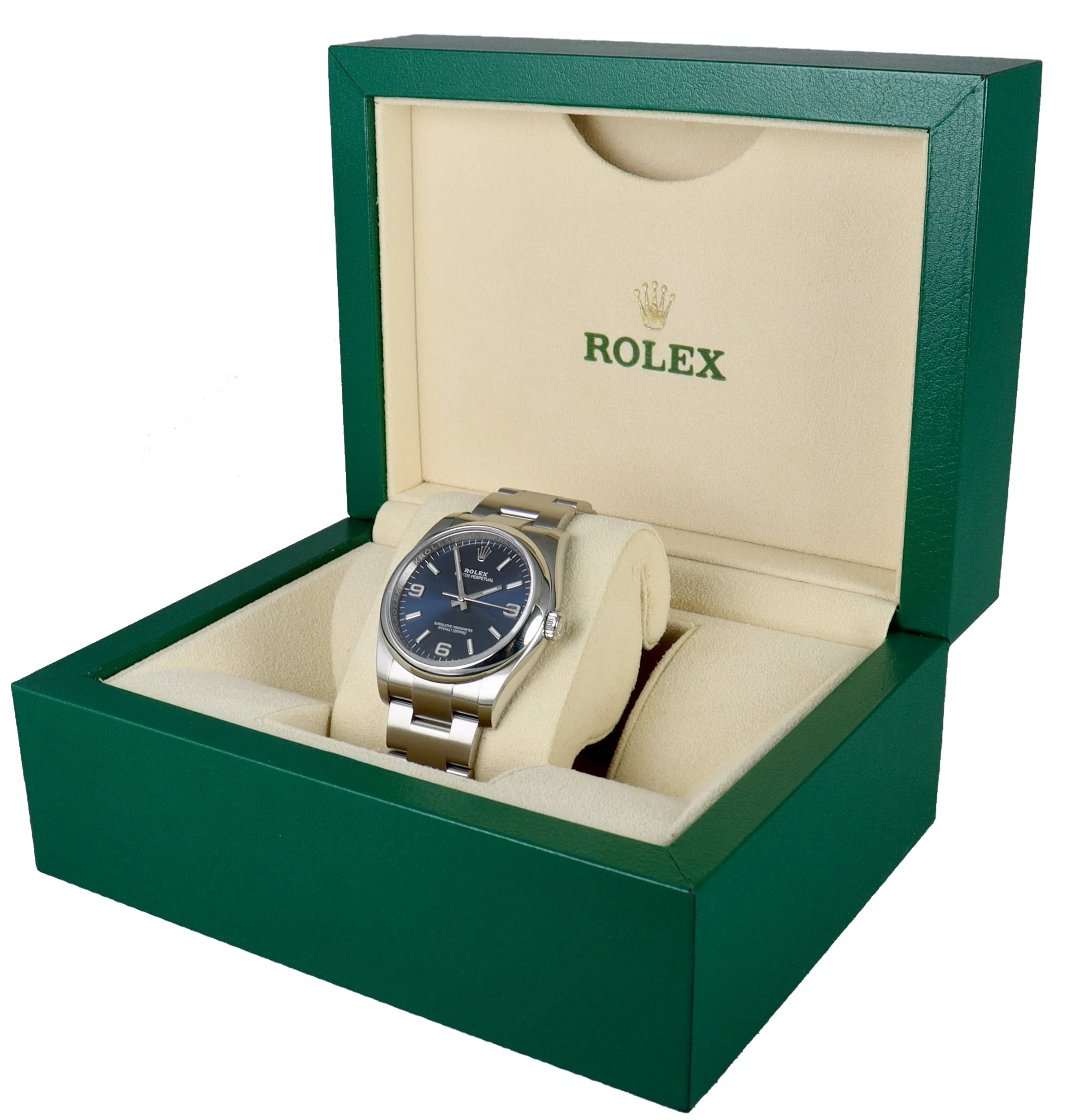MINT 2015 Rolex Oyster Perpetual OP 36 Blue 116000 Stainless Steel 36MM Watch