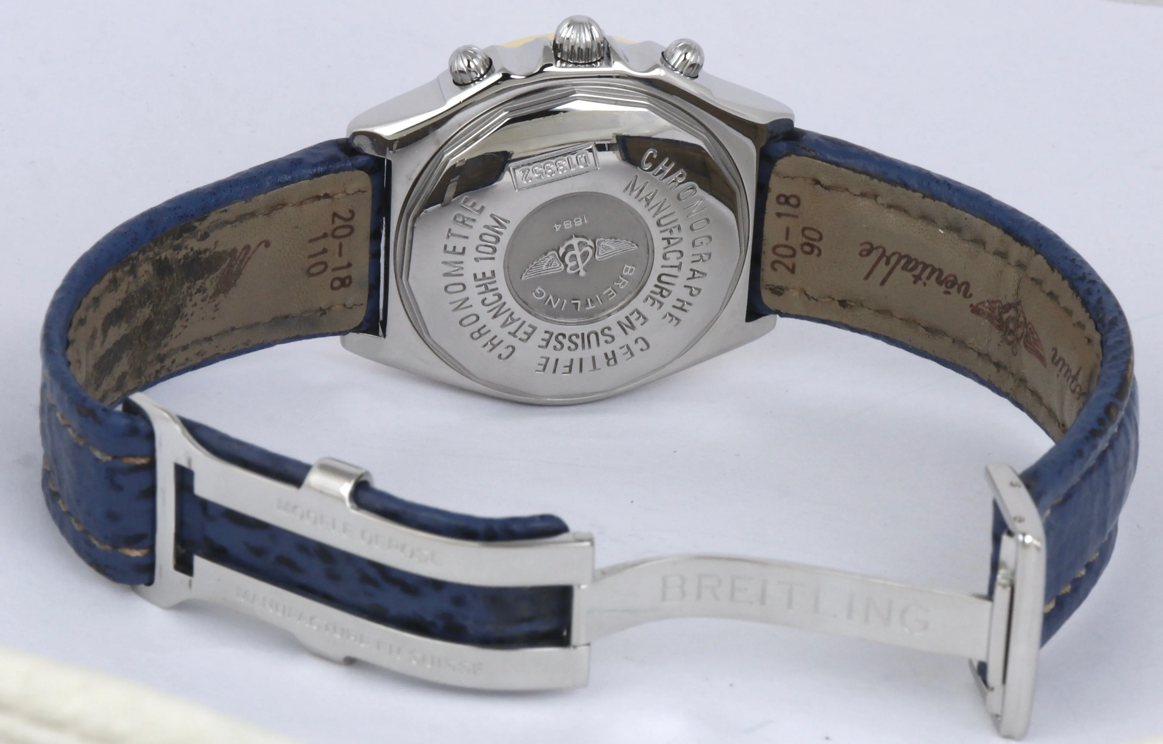 MINT Breitling Chronomat Chronograph Two-Tone 18K Gold D13352 39mm Blue Watch