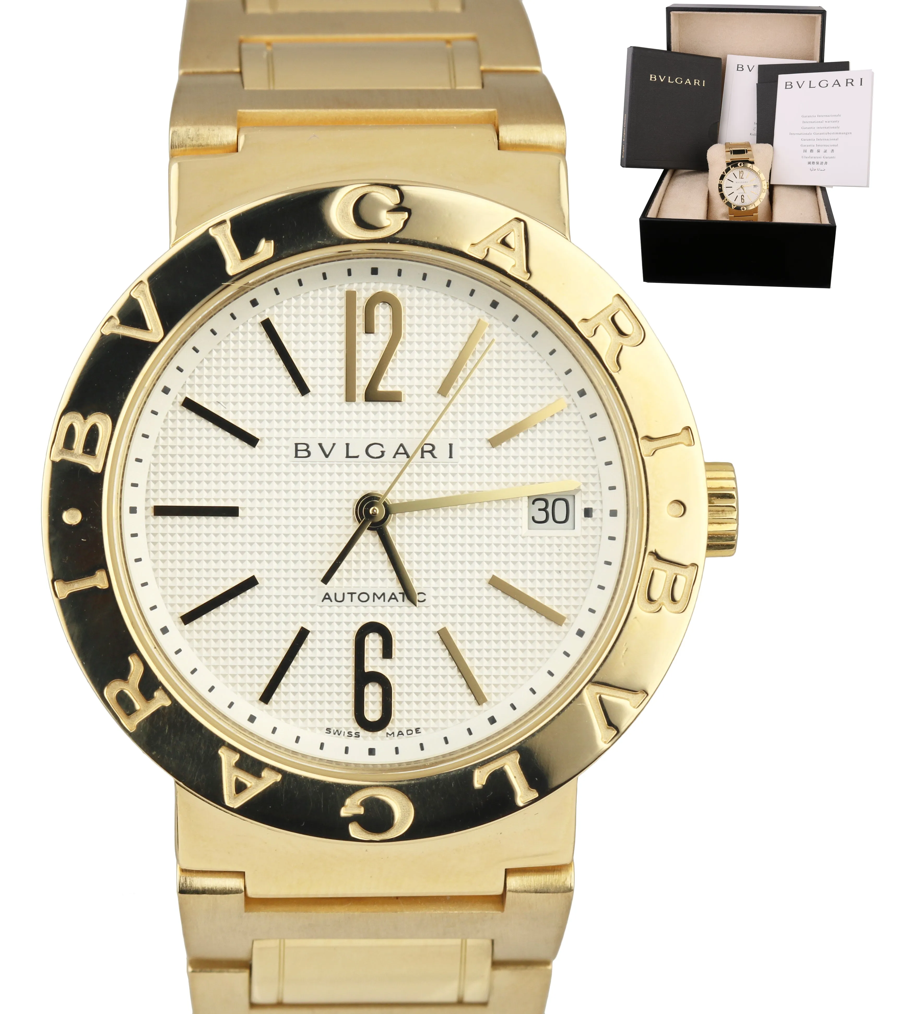 MINT BVLGARI Bulgari Diagono Automatic BB 38 GG 18K Yellow Gold 38mm Watch