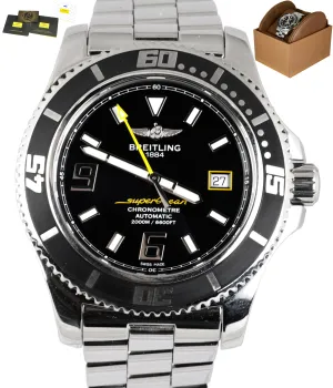 MINT Men's Breitling SuperOcean 44 A17391 Black Yellow 44mm Stainless Steel